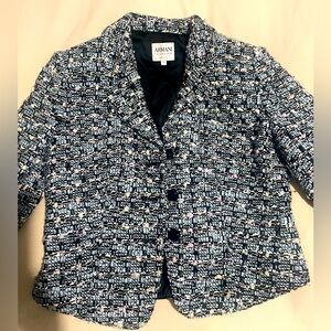 Armani Collezioni Cotton/Wool Blend Tweed Notched Lapel Blazer Jacket 
Size 4